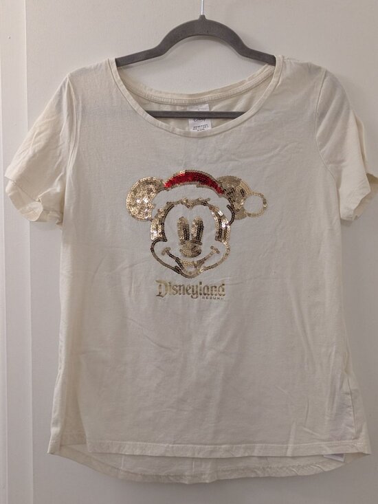 Disneyland Resort Womens Sequined Mickey Mouse Cotton Tee Shirt Medium - Picture 1 of 5